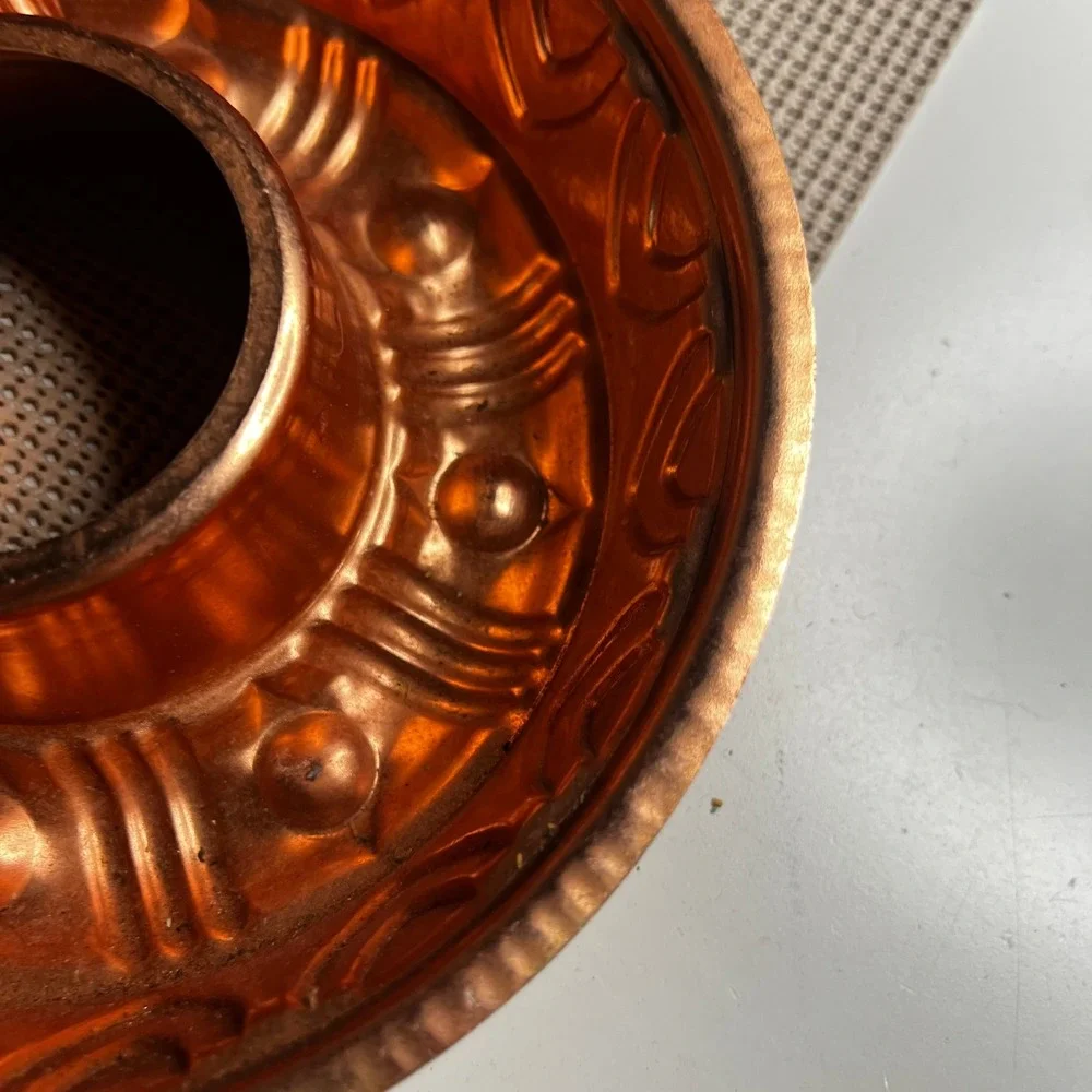 Vintage Copper Ring Mold 3.5 Cup Embossed Decorative Jello Bundt Cake Pan 8.5